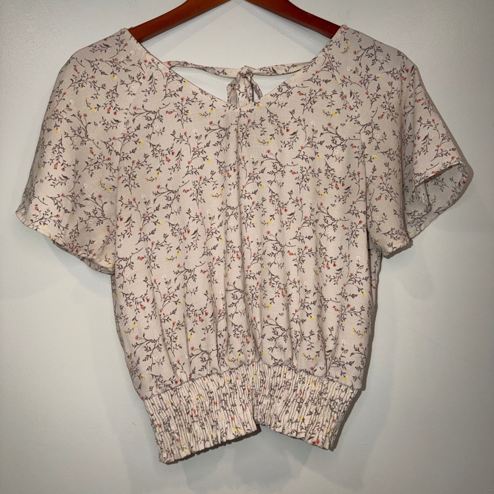 Paper Crane Womens Blouse Med Boho Cottagecore Dainty Flowers Soft Girl Romantic